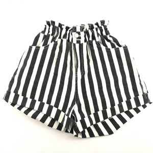 Black & white stripes high waisted shorts Preowned